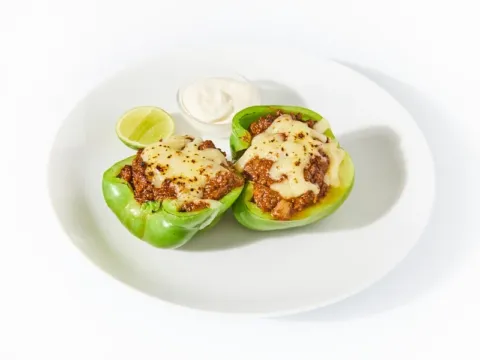 Beef Chili Stuffed Peppers
