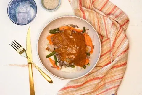 Beef Pot Roast over Mashed Potatoes & Gravy