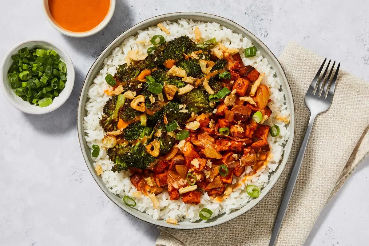 Steak & Kimchi Sweet Potato Bowls