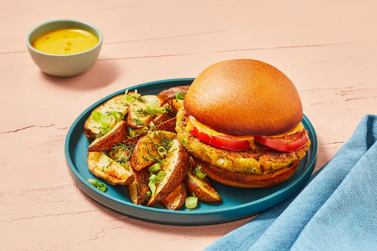 Curried Chickpea & Bacon Burgers