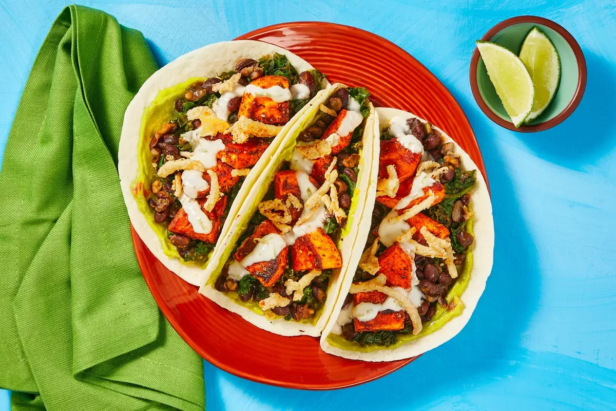 Beef, Sweet Potato & Kale Tacos