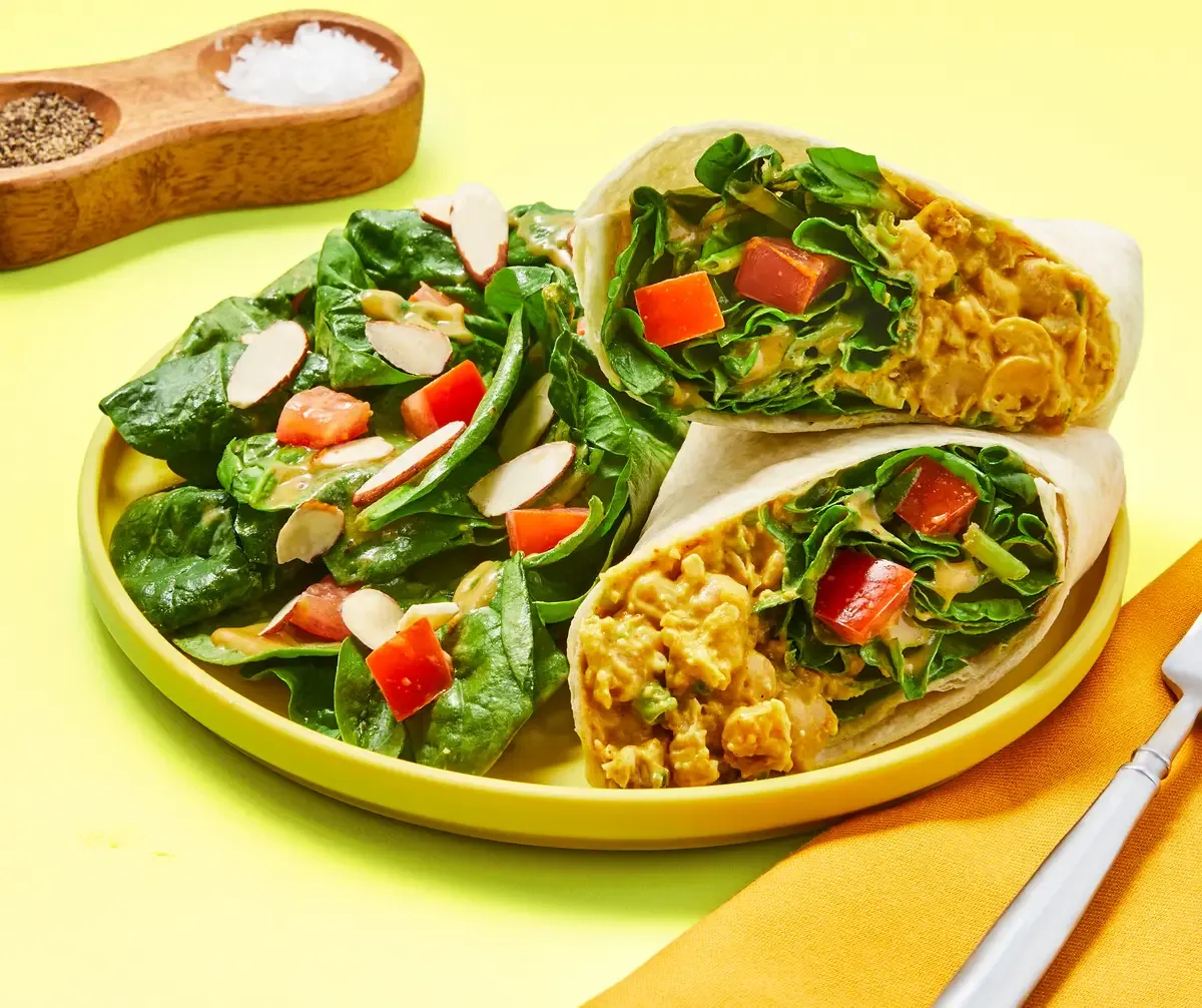 Shrimp & Curry Spiced Chickpea Wraps