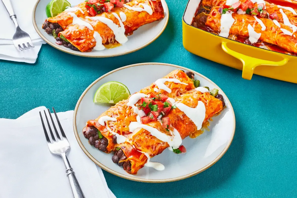 Cheesy Shrimp & Black Bean Enchiladas