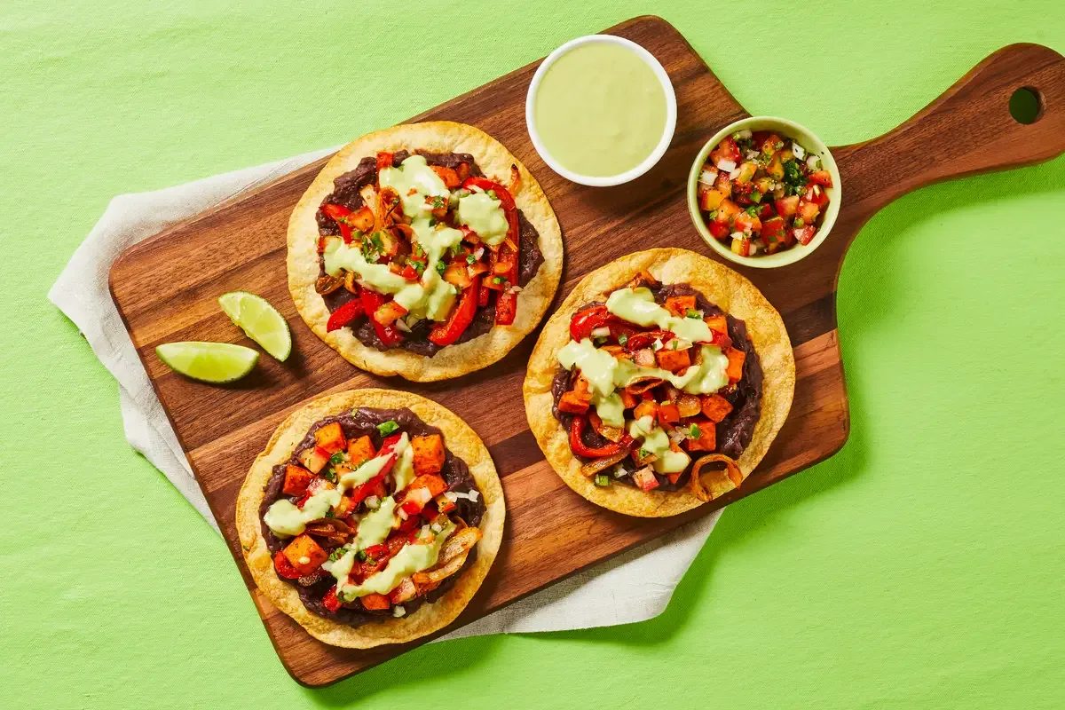 Pork, Sweet Potato & Black Bean Tostadas