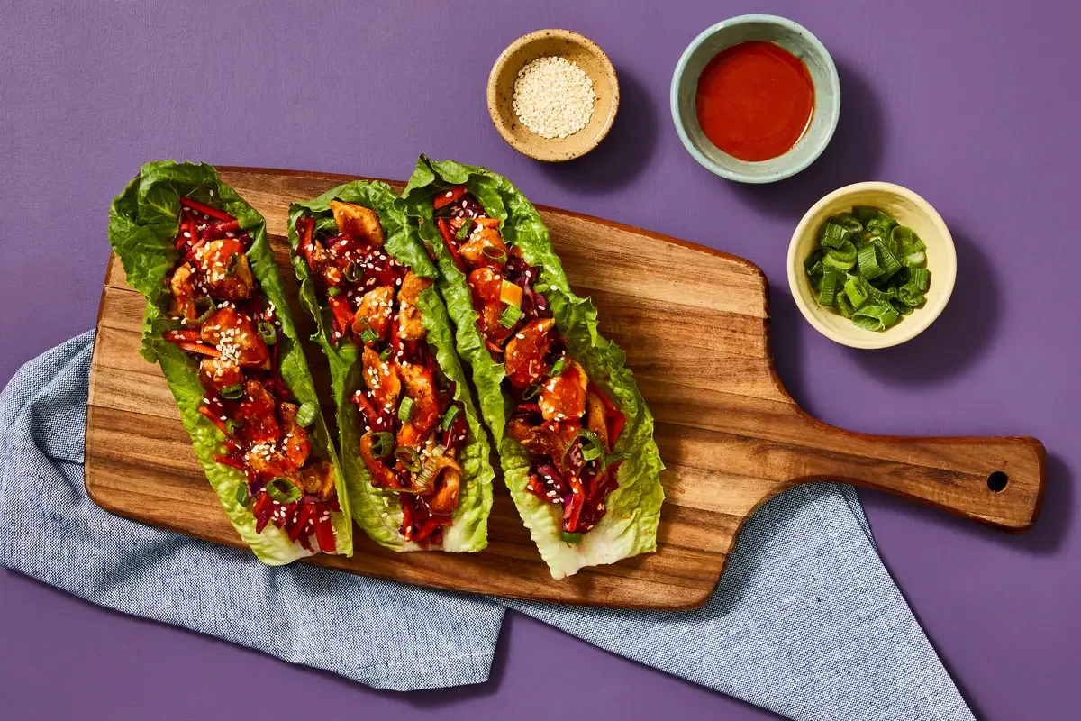 One Pan Sweet & Spicy Chicken Lettuce Wraps