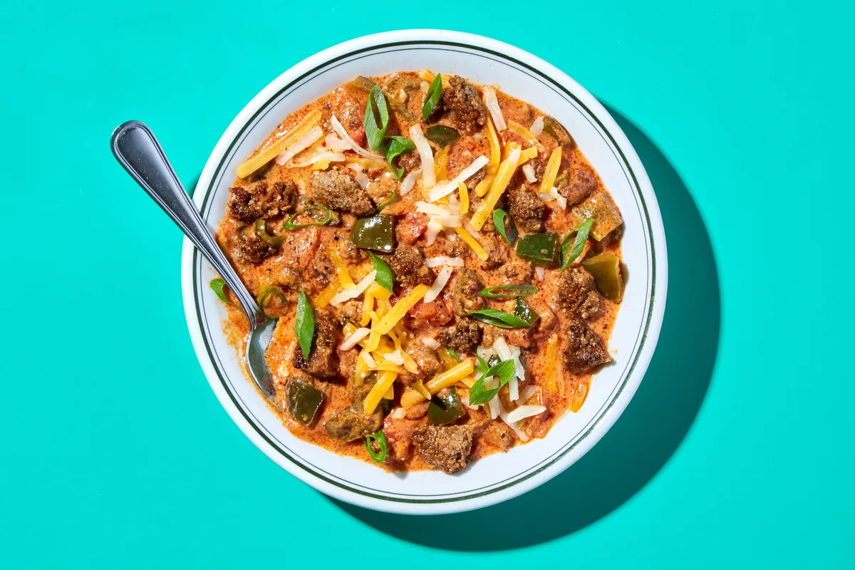 Creamy Taco Soup with Ground Beef
