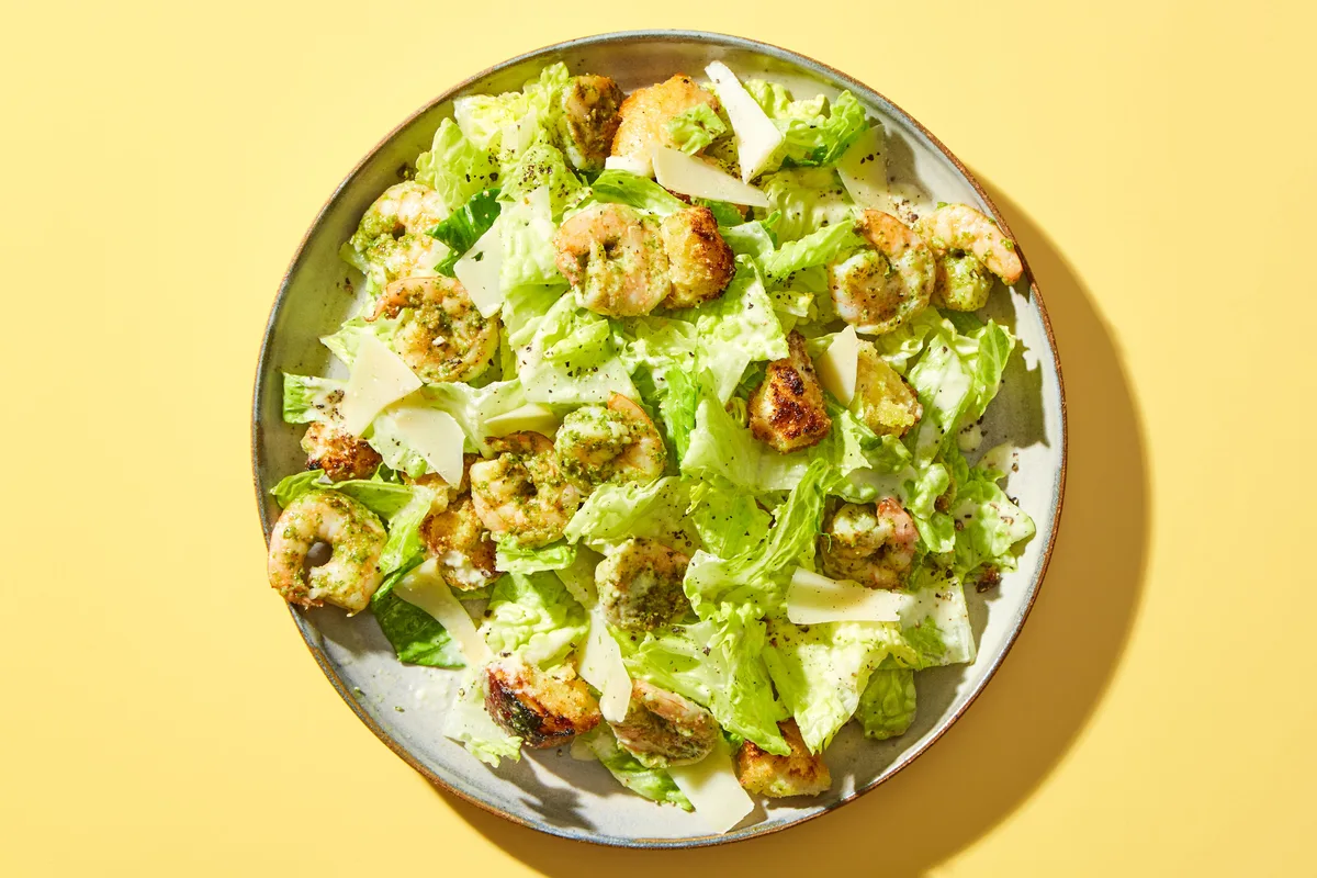 Pesto Shrimp Caesar Salad