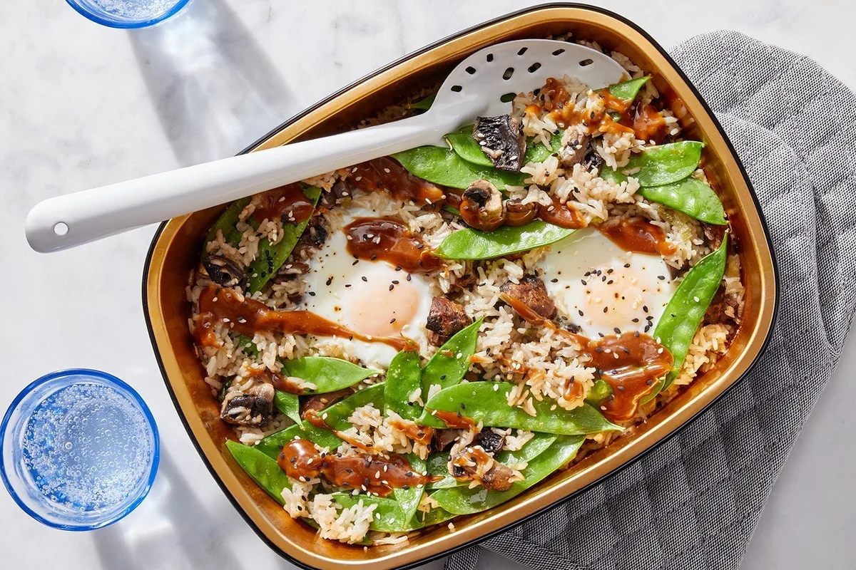 Oven Baked Hoisin Eggs & Rice