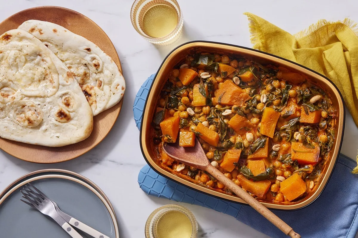 Blue Apron menu photo of Oven Baked Butternut Squash & Chickpea Curry