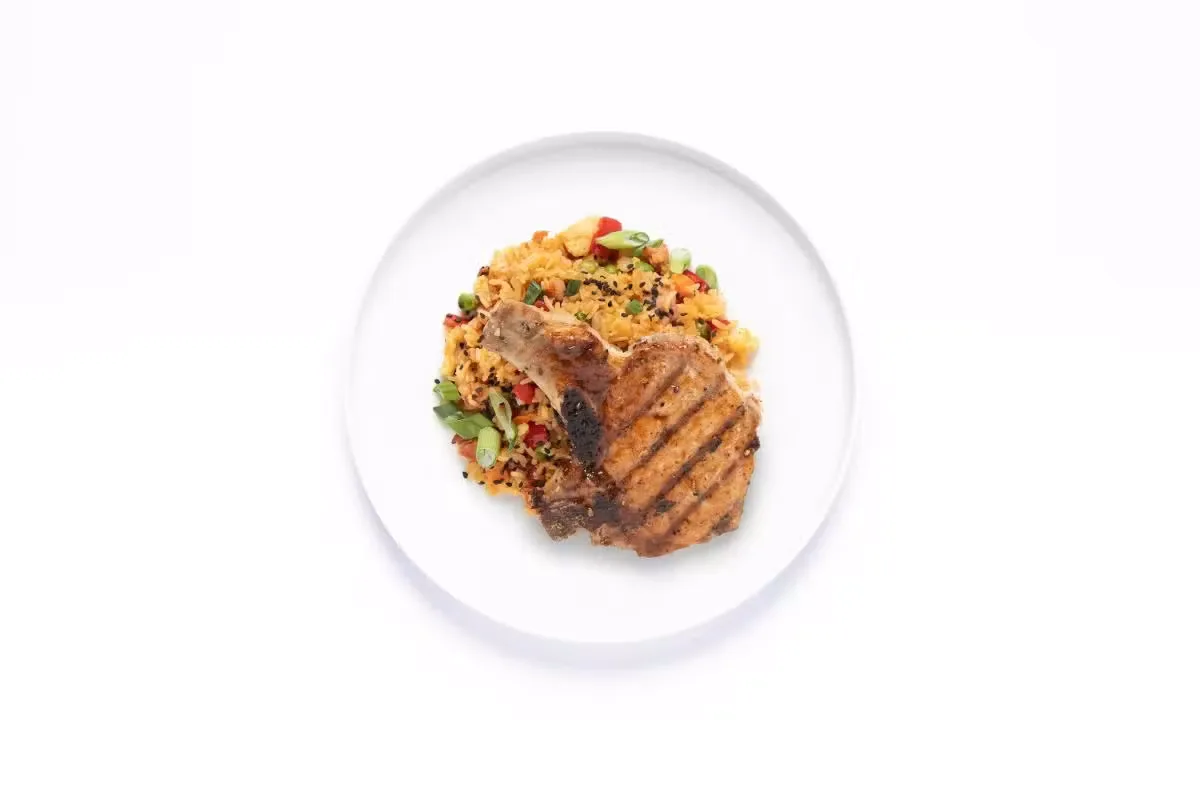 Caribbean Pork Chop with Hawaiian Fried Rice