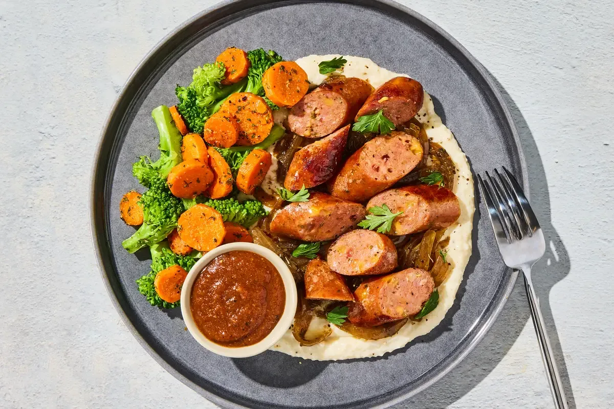 Bison Pork Sausage & Smoky Gouda Grits