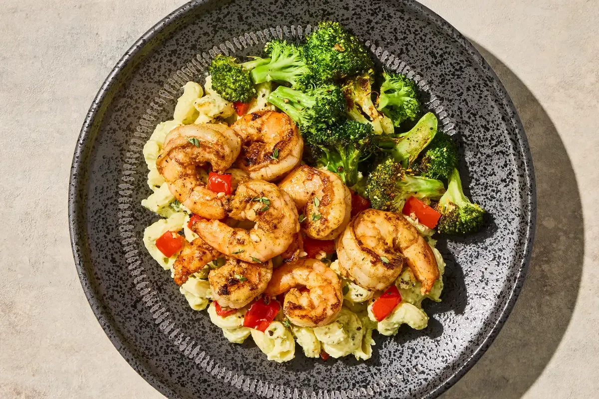Spicy Poblano Shrimp Cavatappi