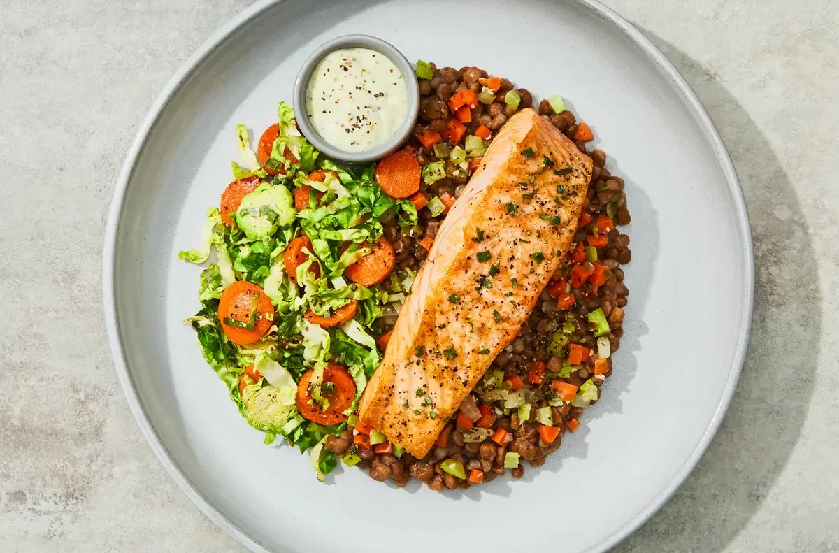 French Dijon Salmon & Lentils