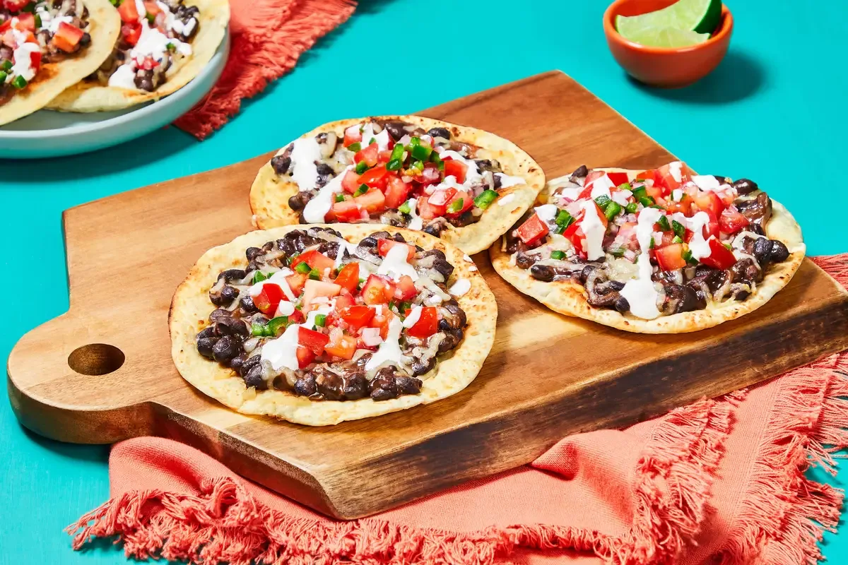 Chicken, Bean & Pepper Jack Tostadas
