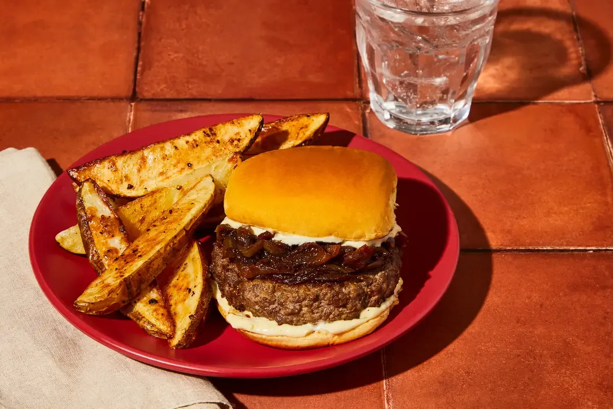 Caramelized Onion Bacon Burgers