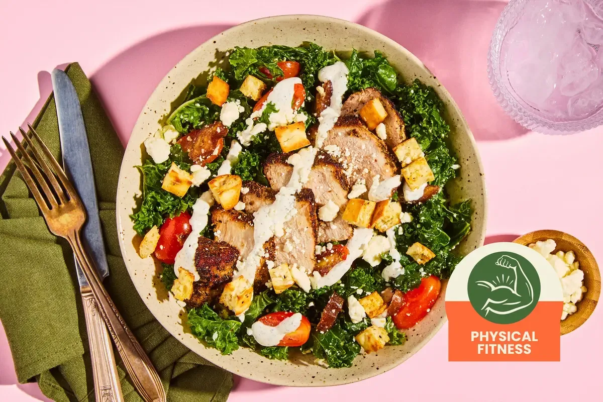 Gyro Spiced Pork Filet Kale Salad