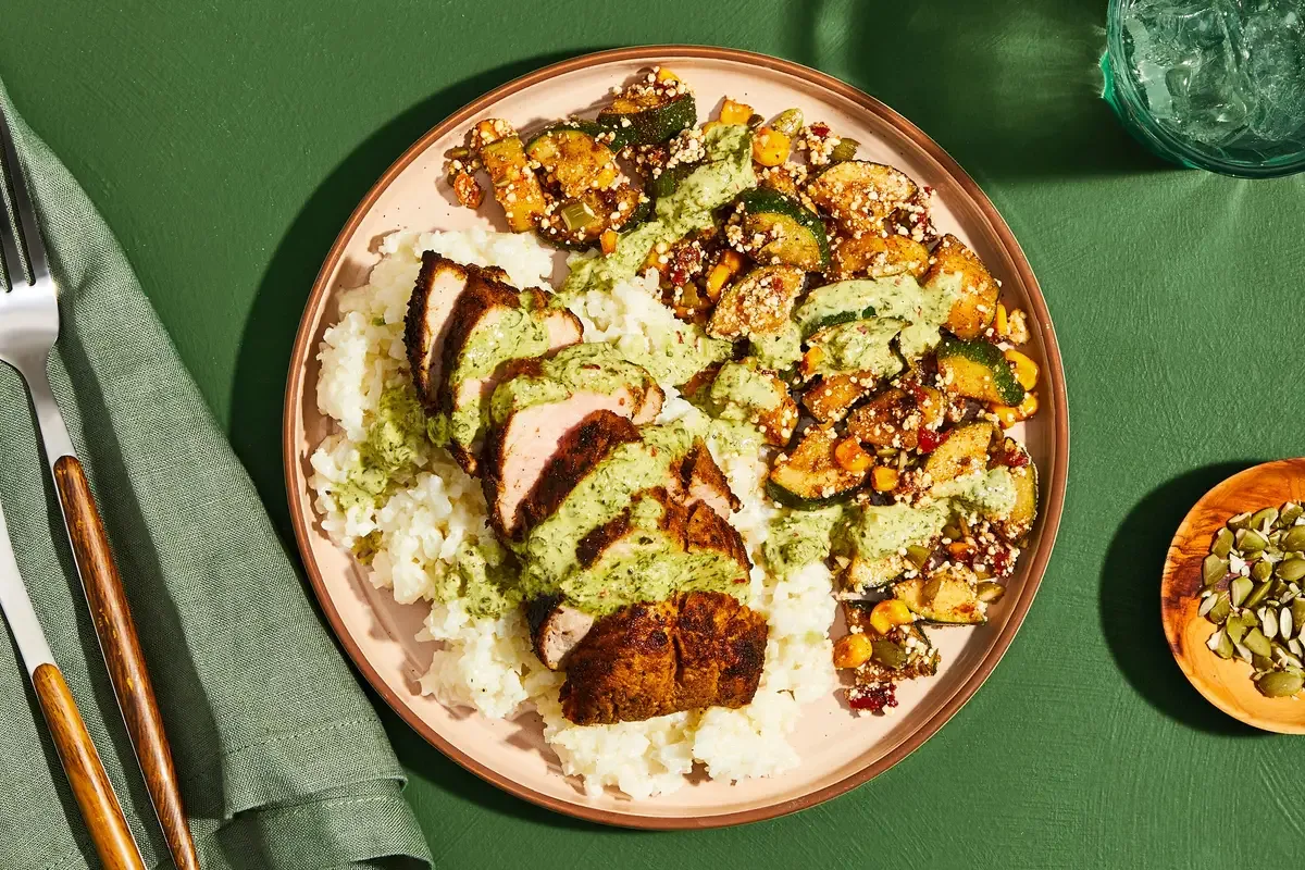 Chicken over Cheesy Cauliflower Mash