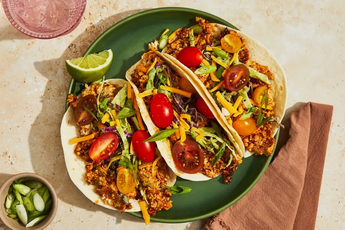 Organic Beef Tacos with Cheddar & Slaw
