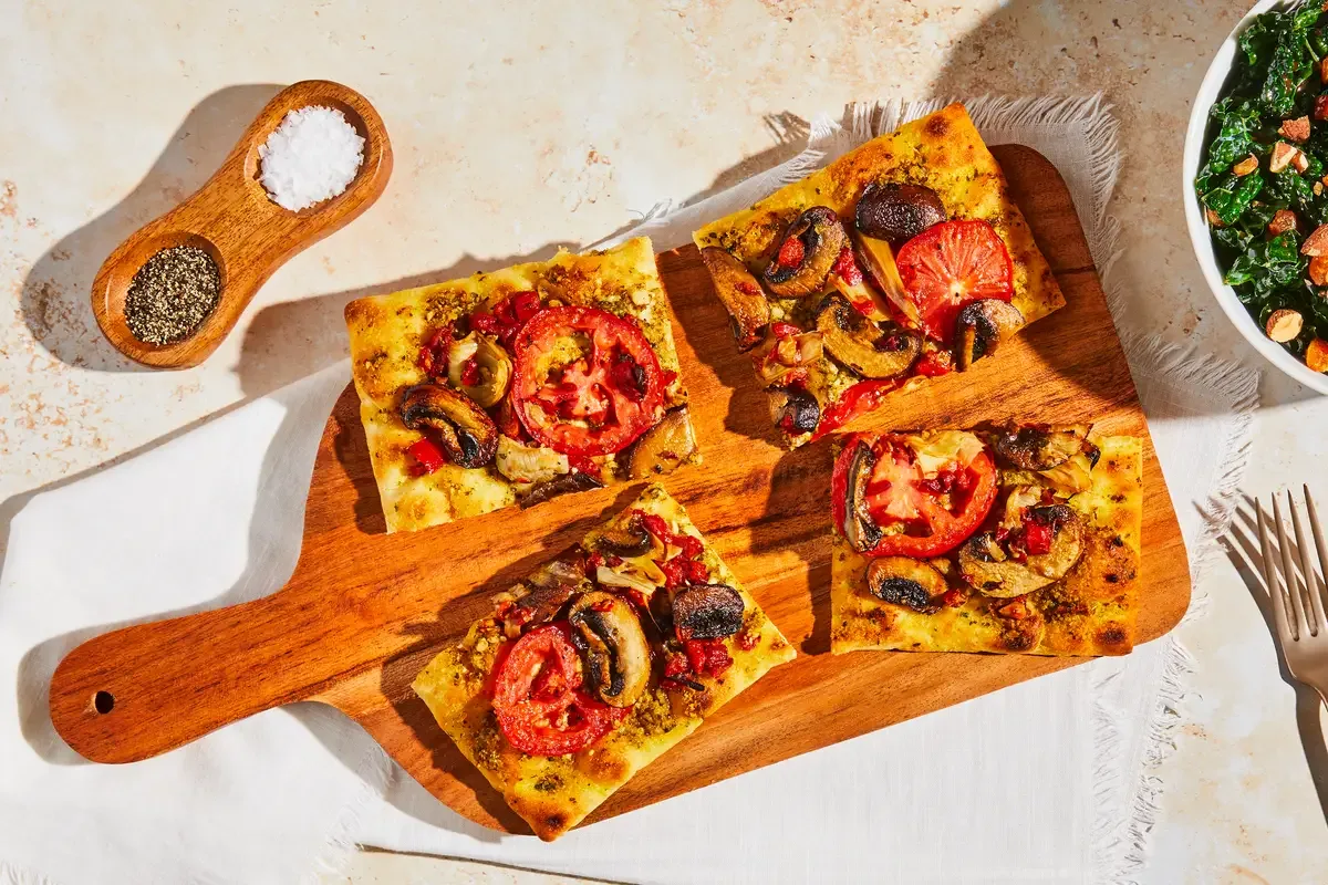 Chicken, Mushroom & Pesto Flatbreads
