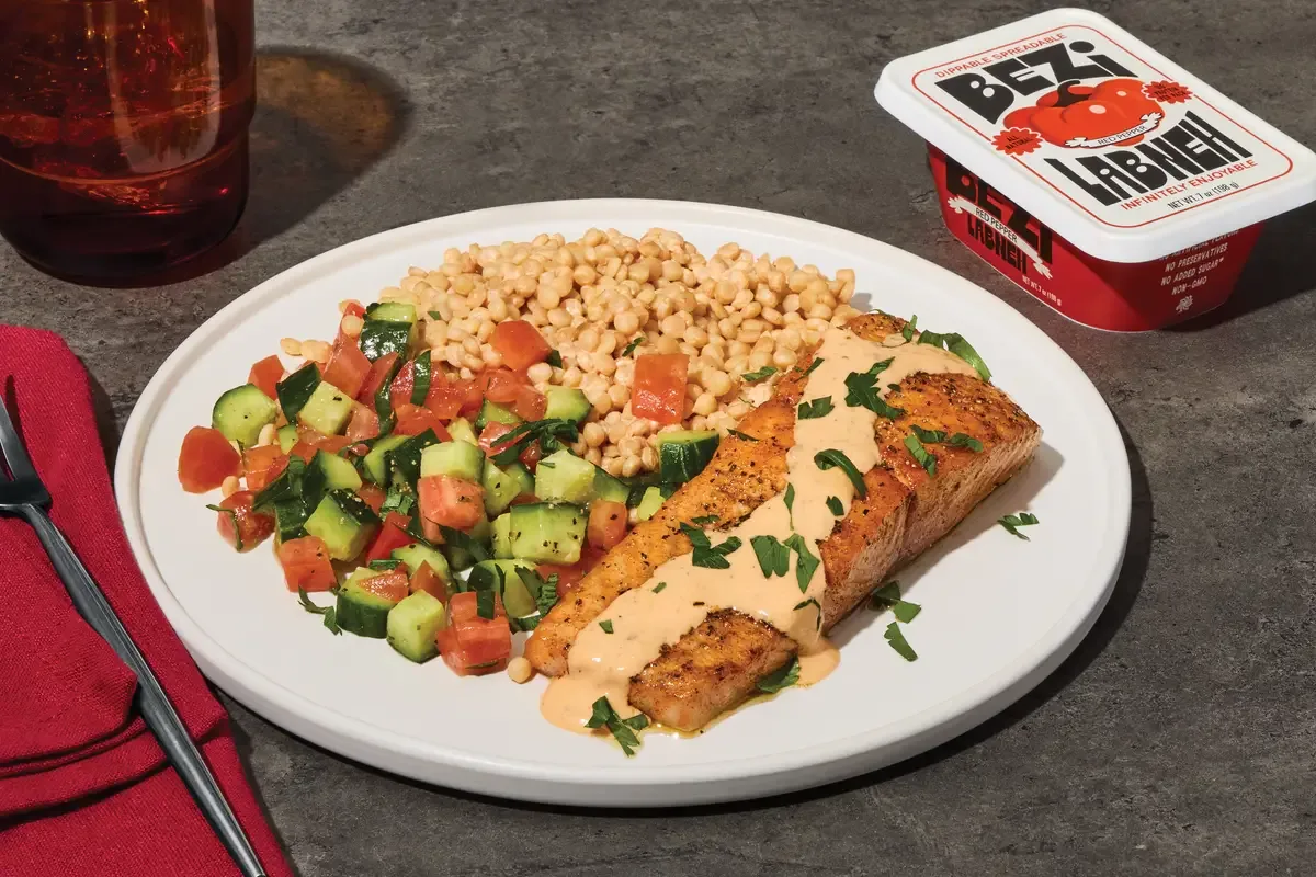 Harissa & Red Pepper Labneh Salmon
