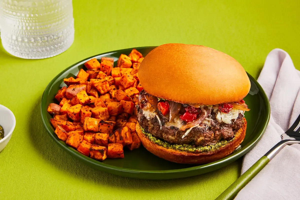 Cheesy Southwest Fajita Tofu Burgers