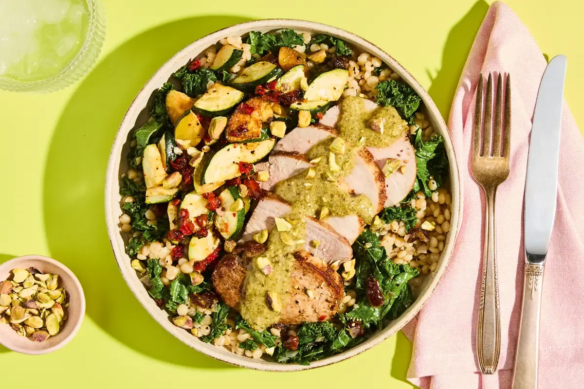 Herbed Pork Filet & Kale Couscous Bowls