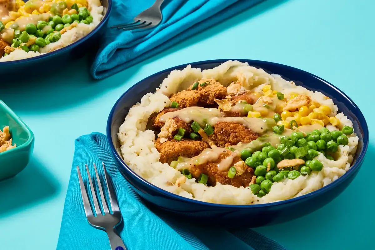 Crispy Fried Chicken Mashed Potato Bowls