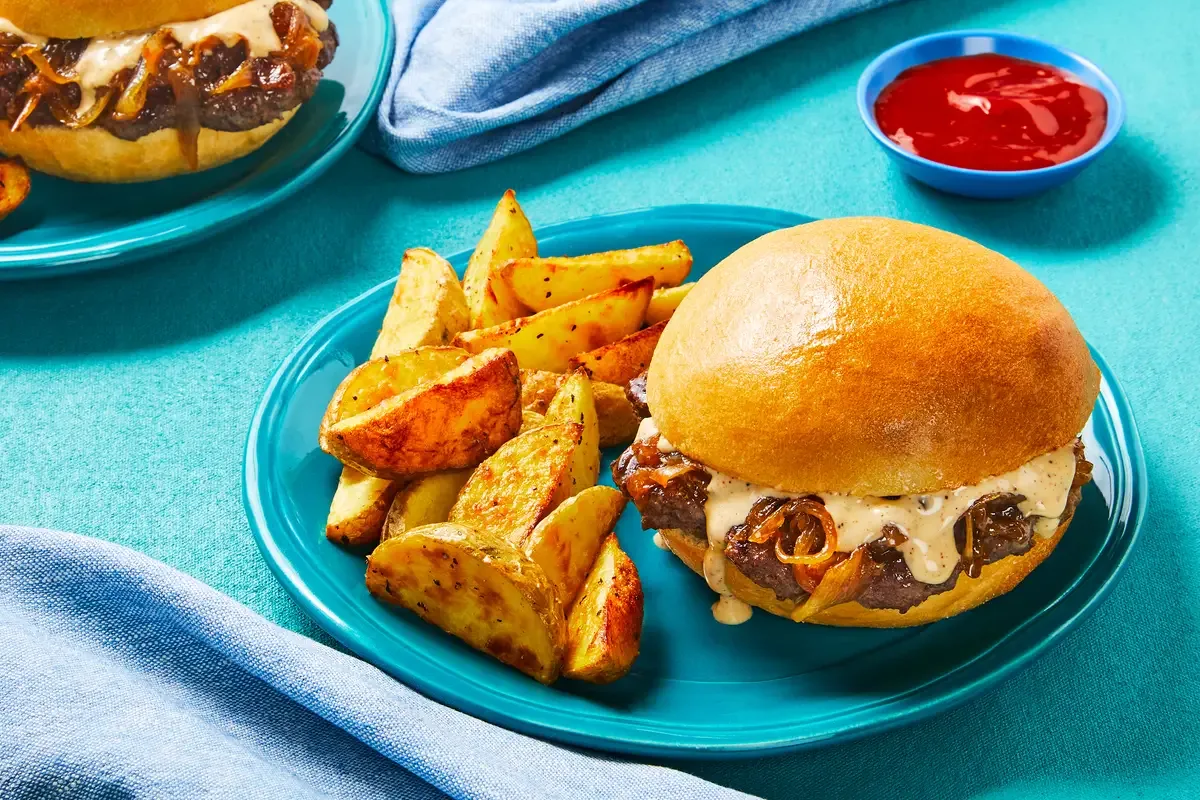 Jammy Onion & Chipotle Smashed Burgers