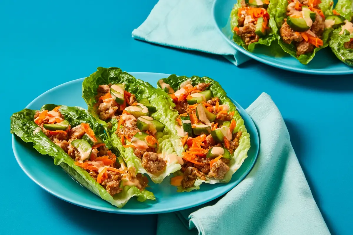 Banh Mi Style Beef Lettuce Wraps