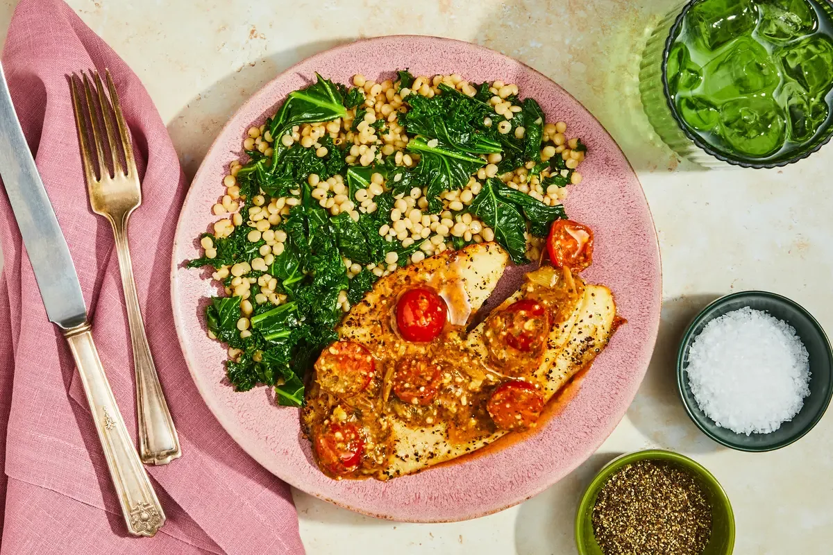 Tempeh with Pesto Tomato Sauce