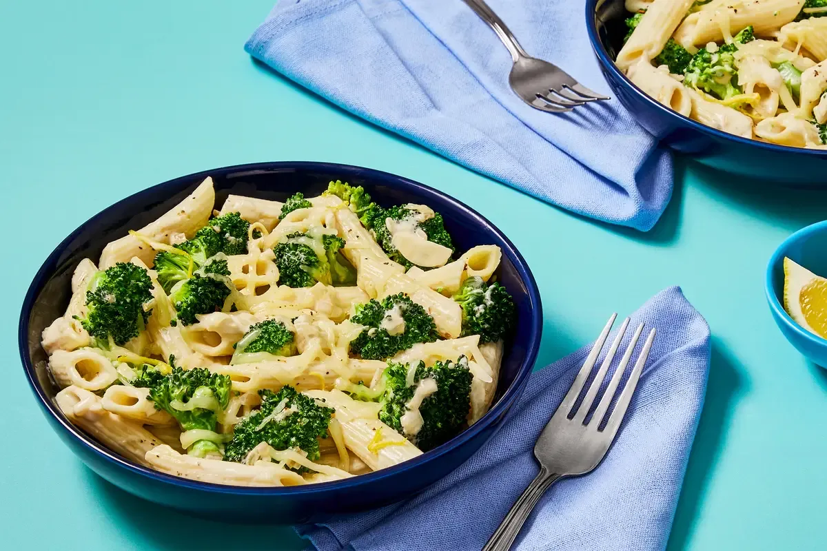 Shrimp & Creamy Penne Al Limone with Broccoli