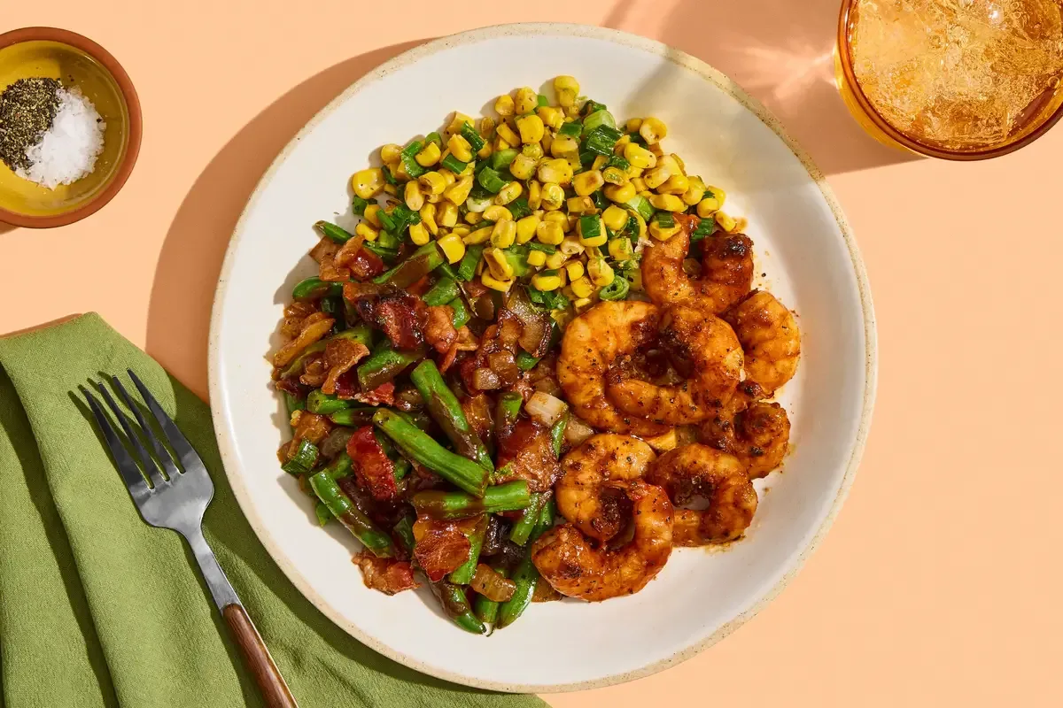 BBQ Chicken with Bacon Green Beans
