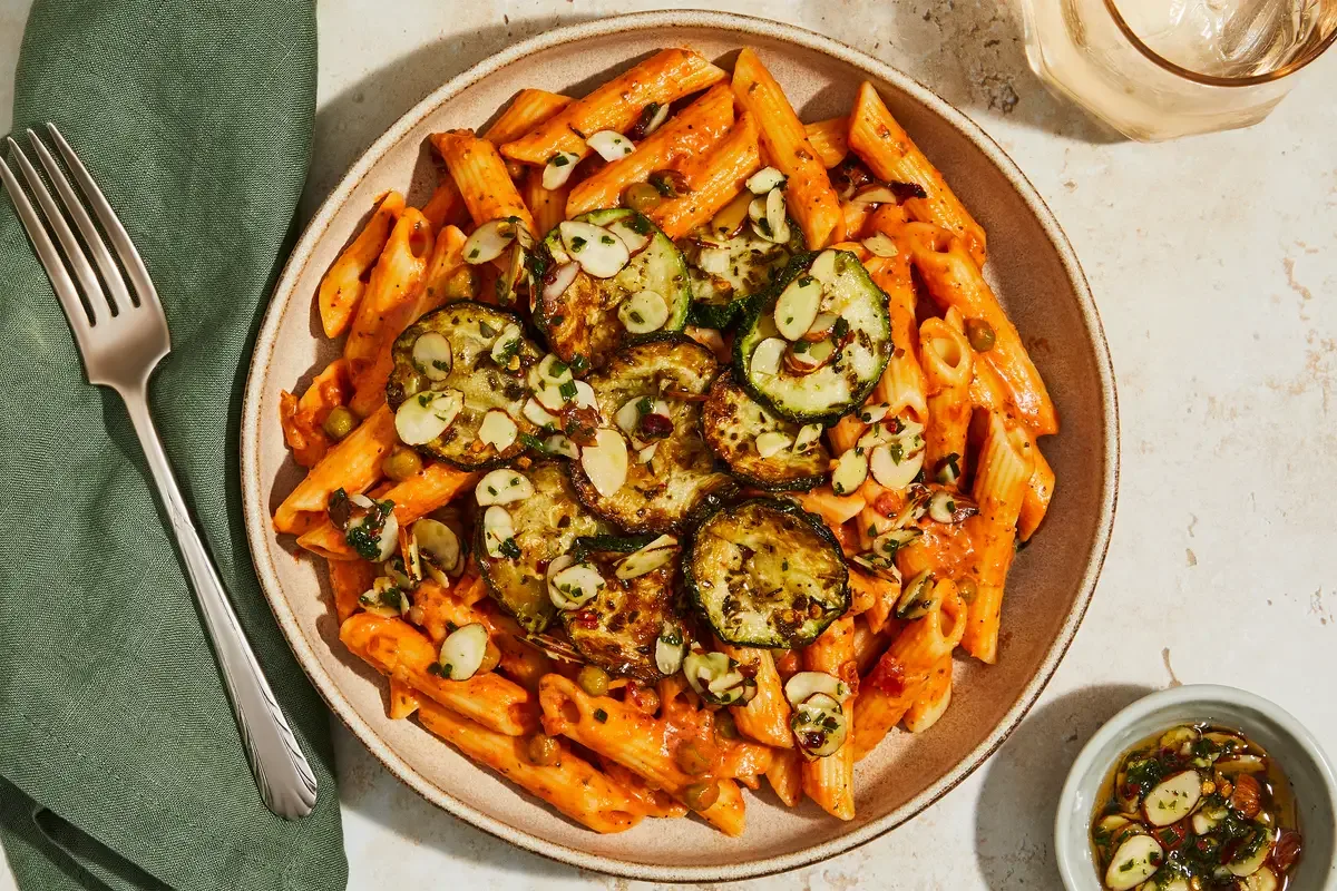 Creamy Tomato Penne with Parmesan Squash