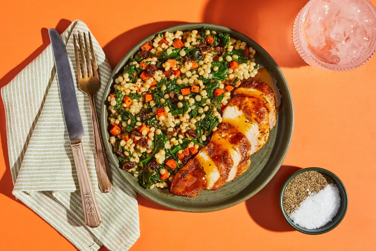 Harissa Chicken with Apricot Pan Sauce