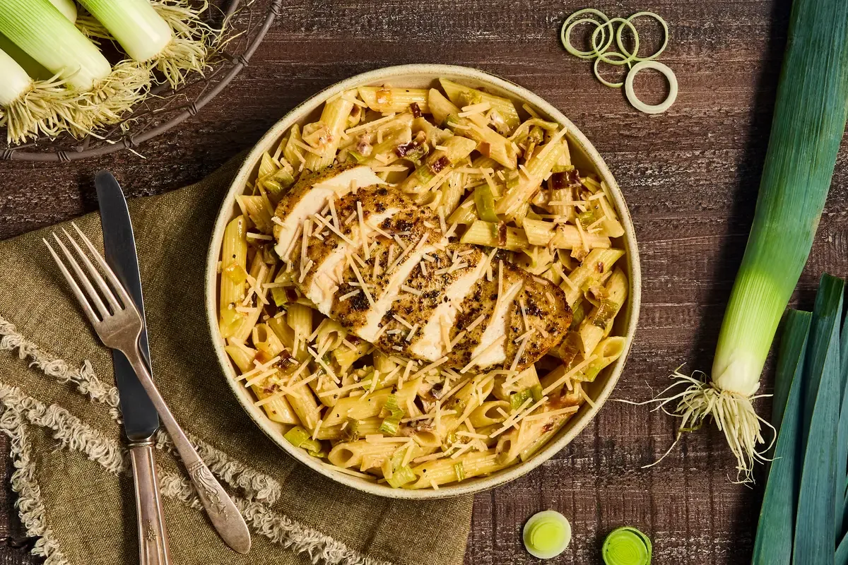 Silky Leek Fusilli with Chicken