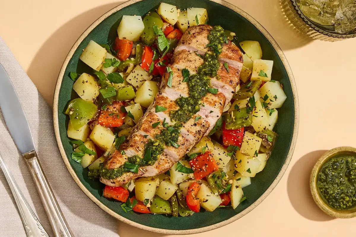 Pork Chops & Bacon with Warm Potato Salad