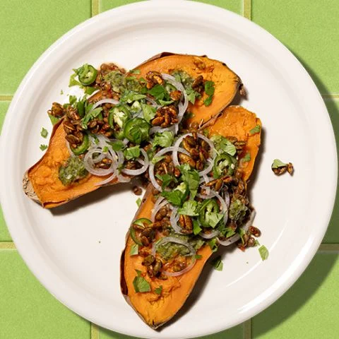 Peruvian Lentil Stuffed Sweet Potatoes