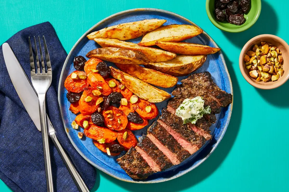 Pan Seared Bavette Steak with Parsley Butter