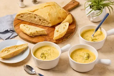 Broccoli Cheddar Soup & Ciabatta Artisan Loaf
