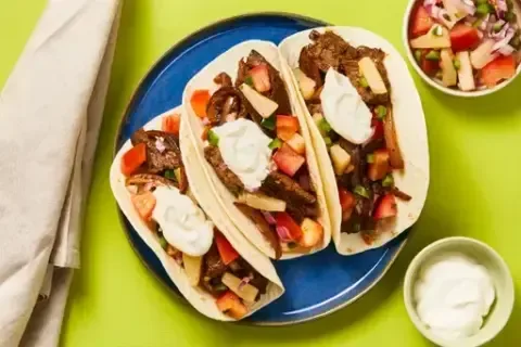 One Pan Rib Eye Steak Tacos