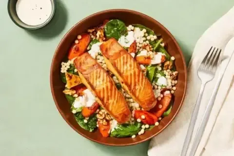Spinach Couscous Salad with 2x Salmon