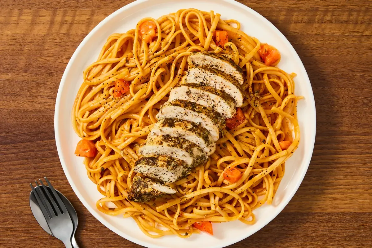 Italian Spiced Chicken over Gluten Free Linguine