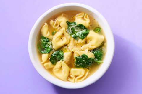 Tortelloni in Broth with Chicken Strips