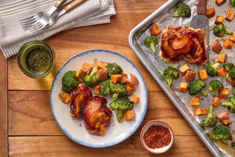 Sheet Pan Soy Miso Chicken Thighs