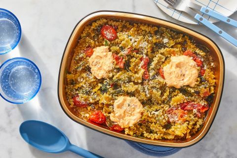 Oven Baked Pesto Pasta