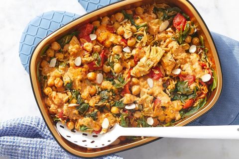 Oven Baked Spanish Chickpeas & Orzo