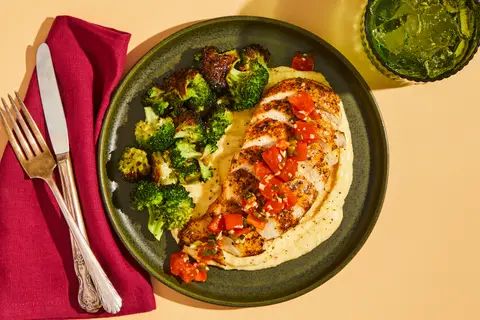 Roasted Chicken with Creamy Polenta