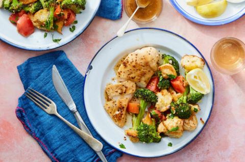 Honey Mustard Chicken With Charred Broccoli Panzanella Salad