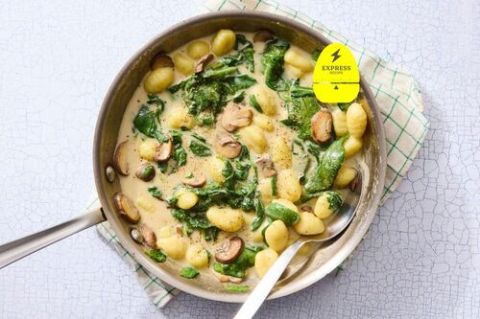 Express Recipe Cheesy Truffle Gnocchi With Spinach Mushrooms