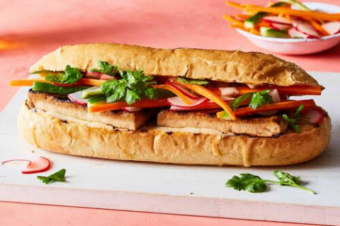 Grilled Tofu Banh Mi With Pickled Veggies Sriracha Mayo